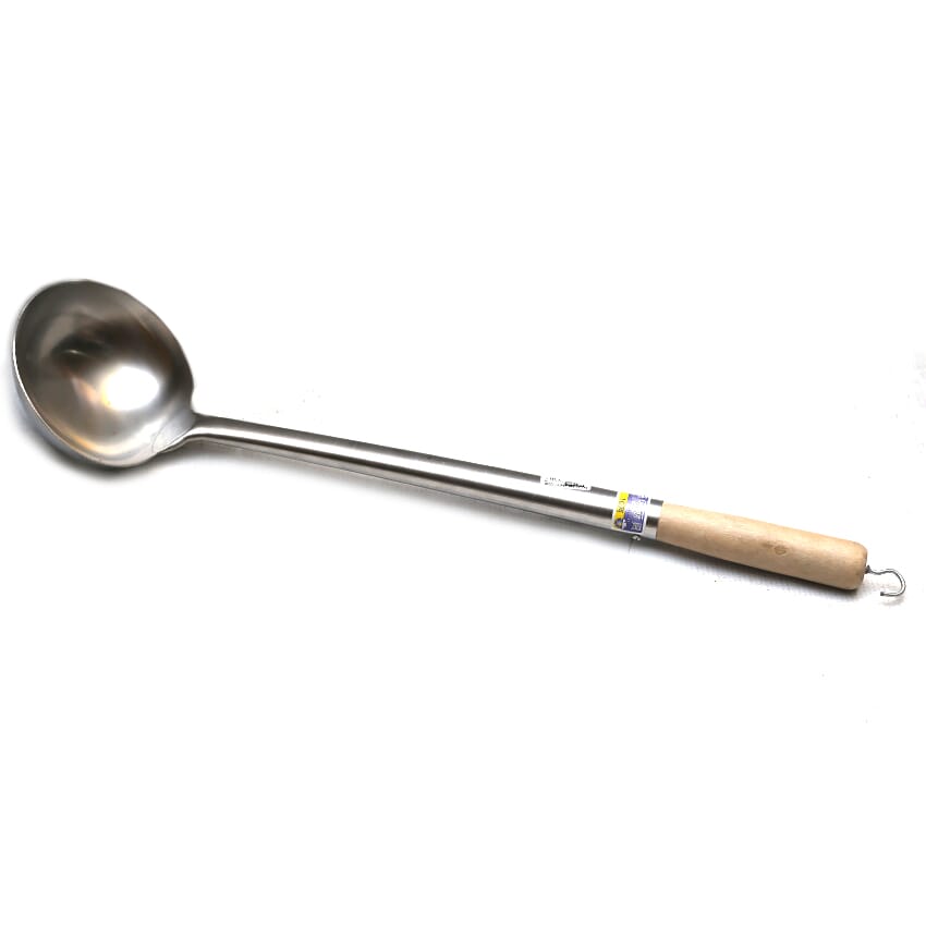 Thunder Group Small Wok Ladle With 16 3/4 Wood Handle