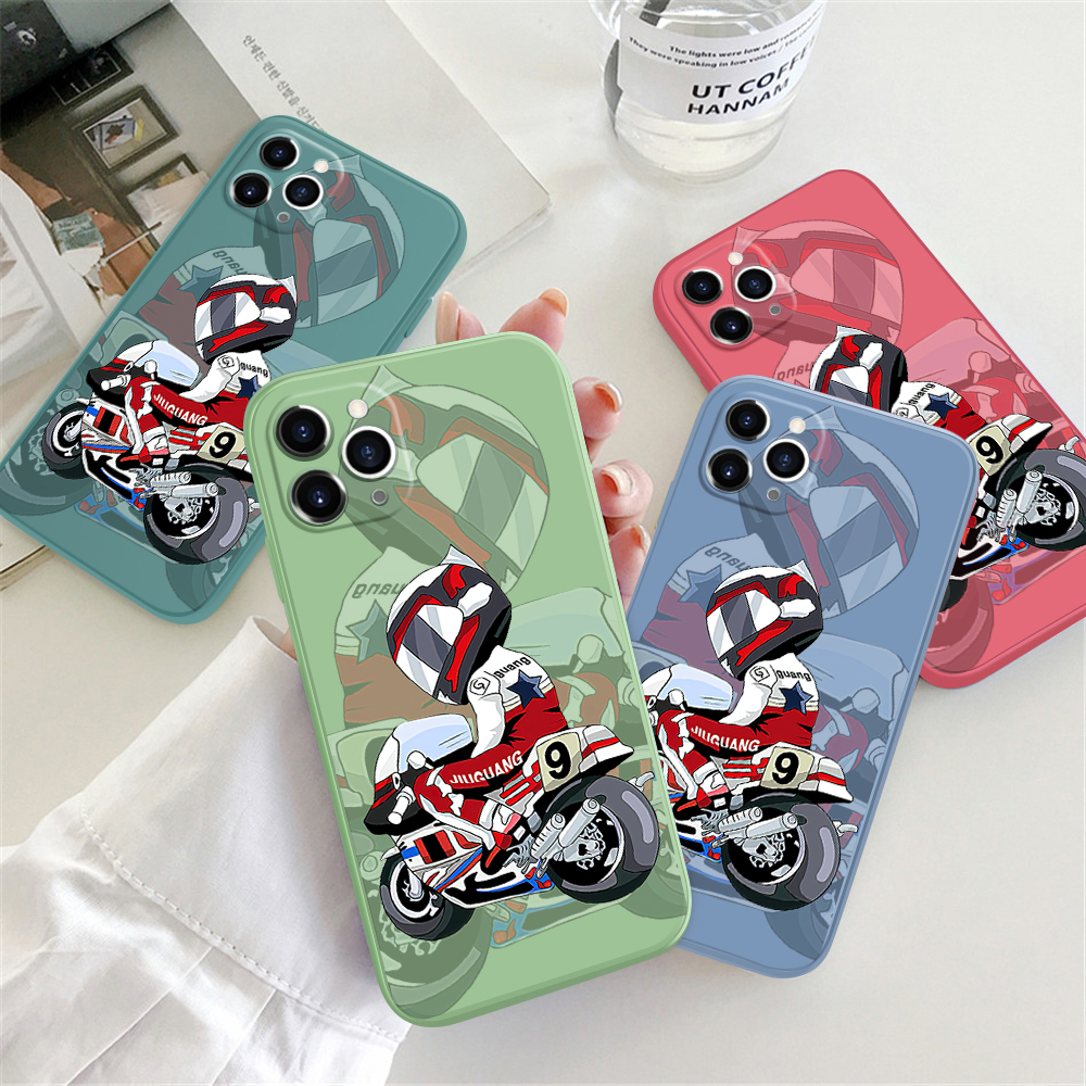 AMORVOR for Huawei P20 Lite Nova 3E Back Cover Cartoon Motorcycle Soft Case Multicolor Liquid Silicone Phone Cover. 