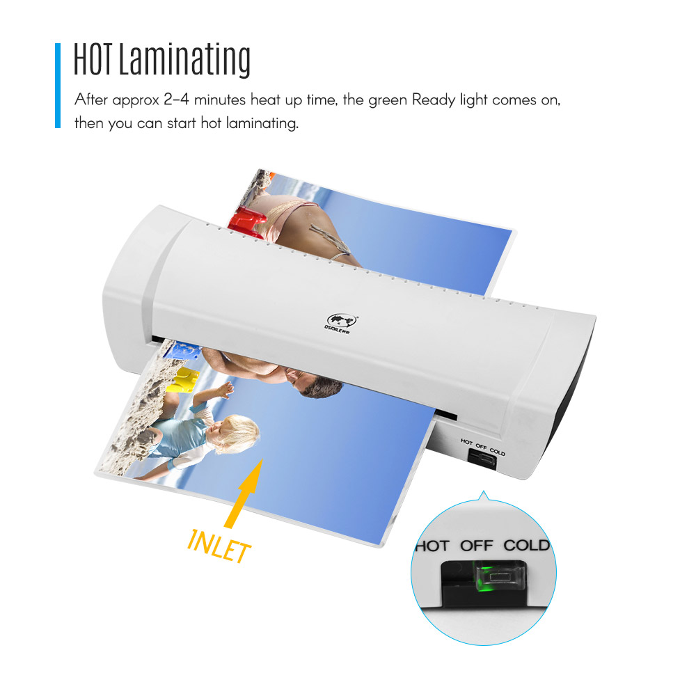 OSMILE SL200 Laminator Machine Hot and Cold Laminating Machine Two Rollers A4 Size for Document Photo Picture Credit Card Home School Office Electronics Supplies. 