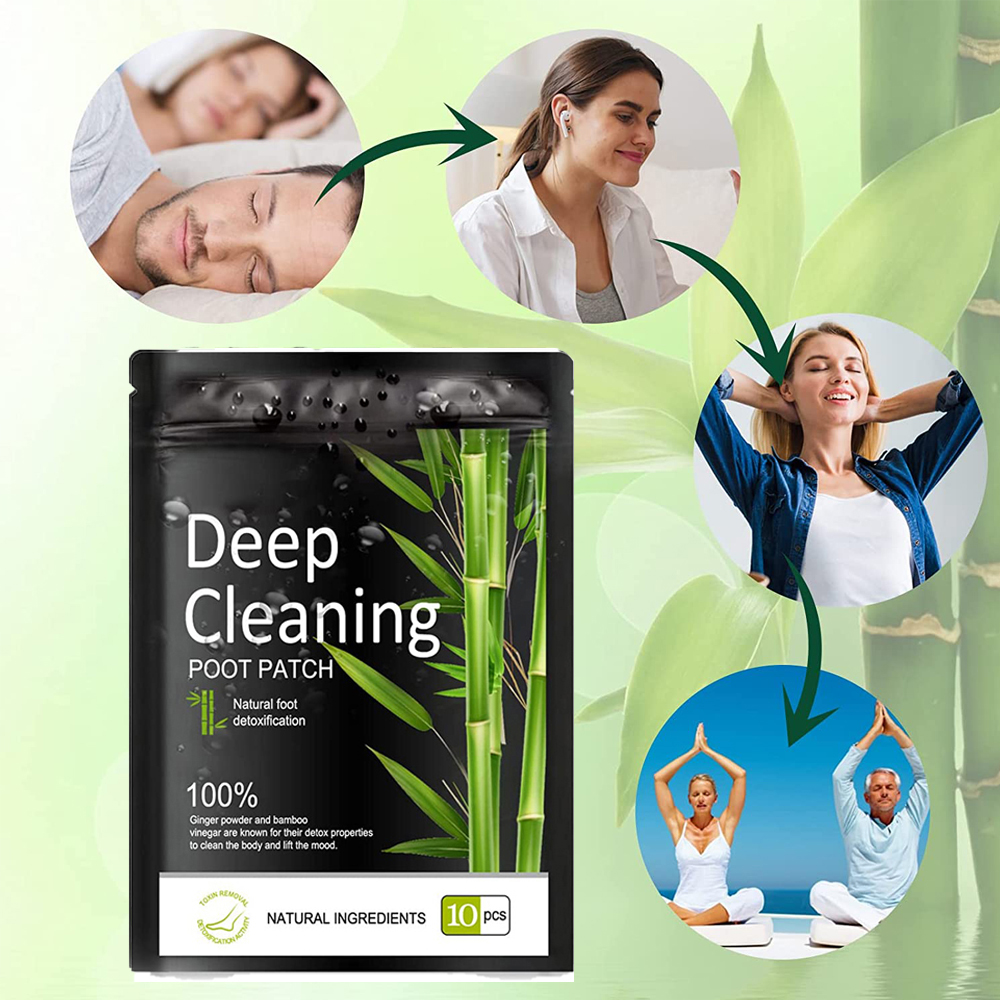 Detox Foot Patches Pads Natural Bamboo Vinegar and Ginger Powder for Better Sleep Stress Relief Cleansing Pad Health Care. 