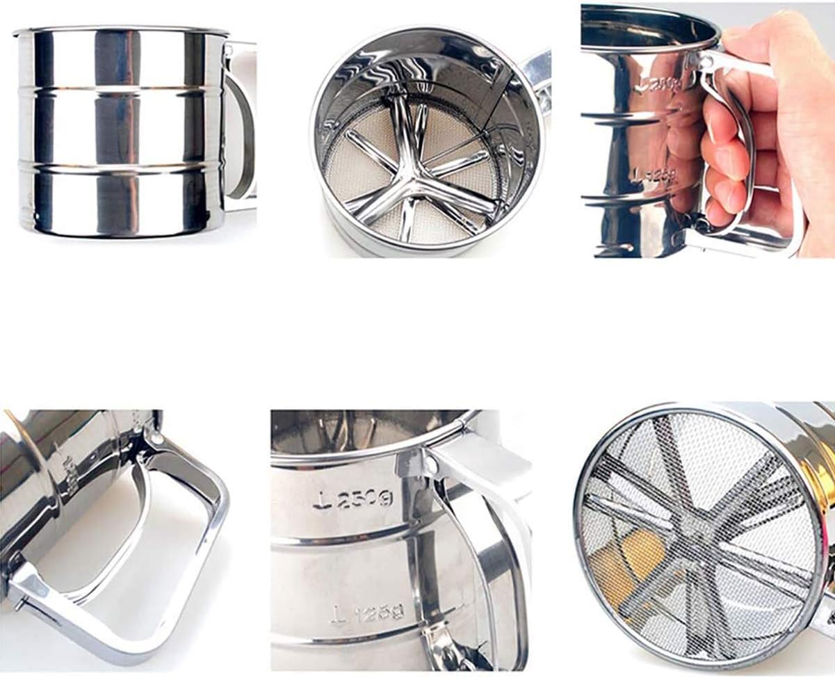 Flour Sifter, Baking Sifter Cup, Sifter for Baking, Flour Sieve , Stainless Steel Handheld Baking Sieve Cup for Sugar, Flour, Coffee Powder. 