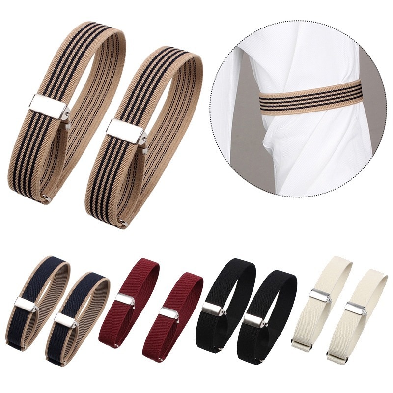 【Hannah Martin Official Store】Men Adjustable Arm Cuffs Bands for Wedding Clothing Accessories One Pair Elastic Armband Shirt Sleeve Holder