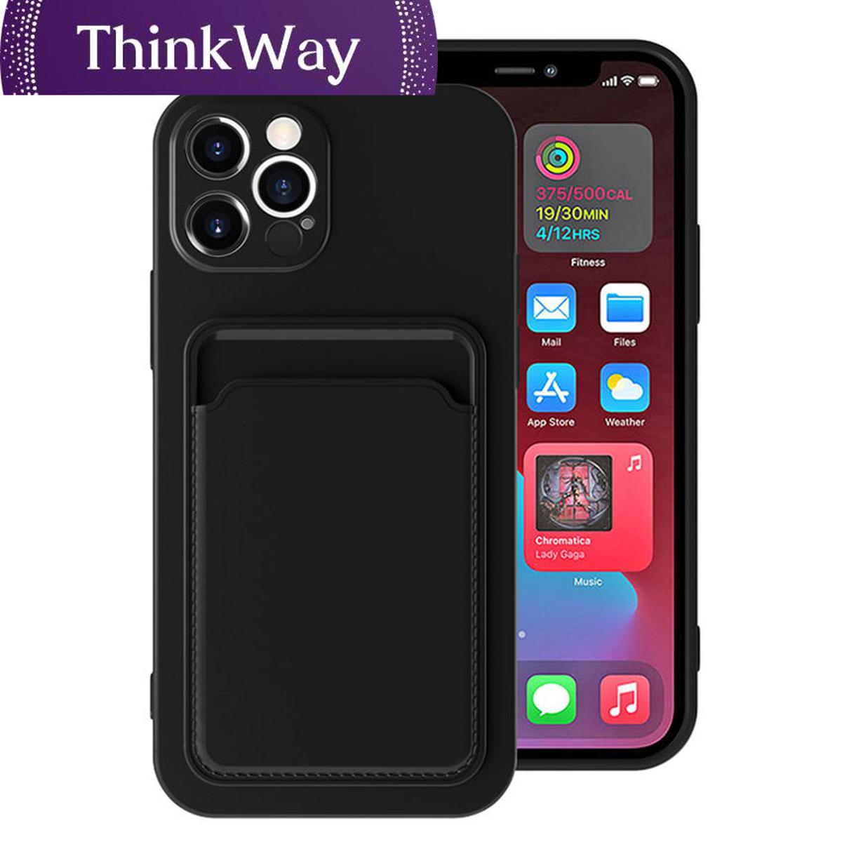 【ThinkWay】Luxury Card Holder Phone Case for iPhone 13 12 Pro Mini 11 XS Max XR 6 6S 7 8 Plus TPU Wal Soft Back Cover Shockproof Coque