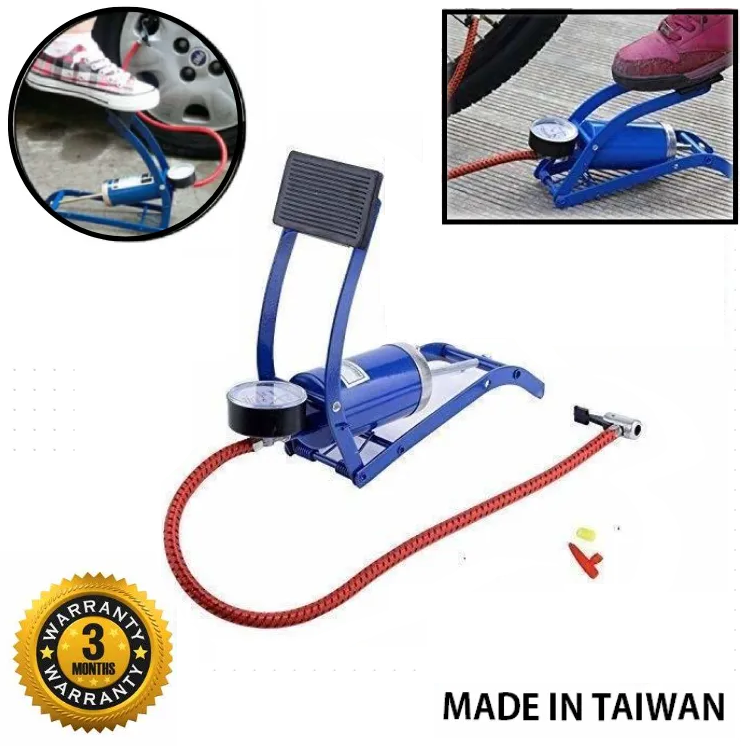Vehicle Pedal Pump Made in Taiwan Air Compressor Foot Pump for Car, Threewheel, Bike and Bicycle Tyre and Ball, Balloon, High Quality Durable Taiwan Pedal Pump