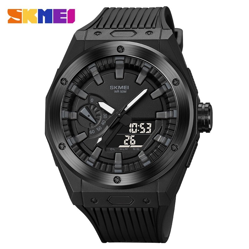 SKMEI Men Electronic Watch Dual Display Watch 50m Waterproof Multifunctional Watch Fashion Business Style For Men 2103