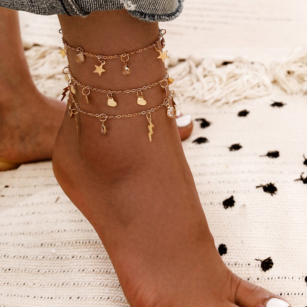 gold heart anklet bracelet