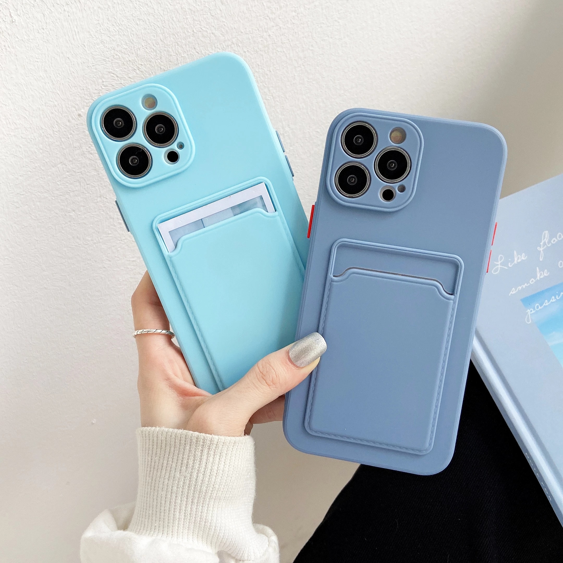 【ThinkWay】Luxury Card Holder Phone Case for iPhone 13 12 Pro Mini 11 XS Max XR 6 6S 7 8 Plus TPU Wal Soft Back Cover Shockproof Coque. 