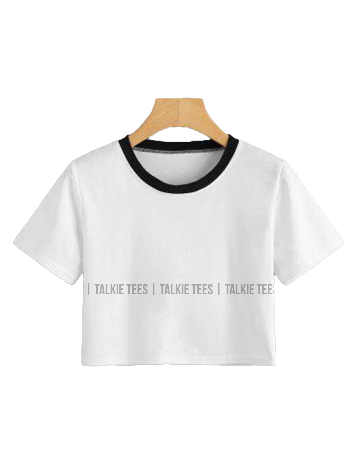 White Crop Top T Shirt With Black Rib Neck | Tt9062 , crop top for women. 