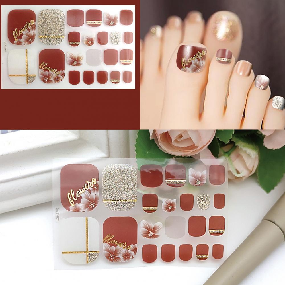 【Hannah Martin Official Store】Set Toe Nail Stickers Toe Nail Stickers Toe Nail Self-adhersive Nail Art Women Manicure Toenail Wraps Stickers. 