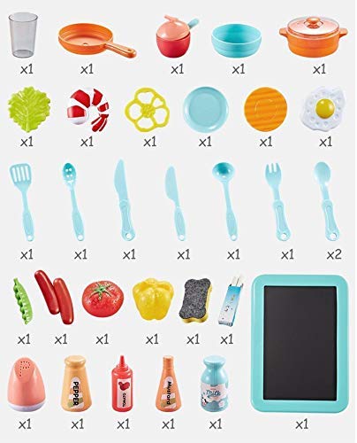 BIGFOLK Kids 36-Piece Barbie Kitchen Set for Kids Girls Toys | Realistic Lights and Sounds Play Sink with Running Water, Dessert Shelf Toy and Kitchen Accessories Set for 4 Year Old. 
