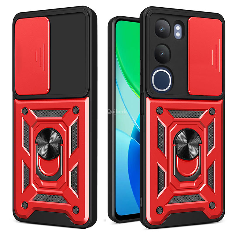 Quiberk for Vivo Y19s 4G Phone Case Slide Camera Cover Magnetic Kickstand Hard Shockproof Armor Back Casing. 