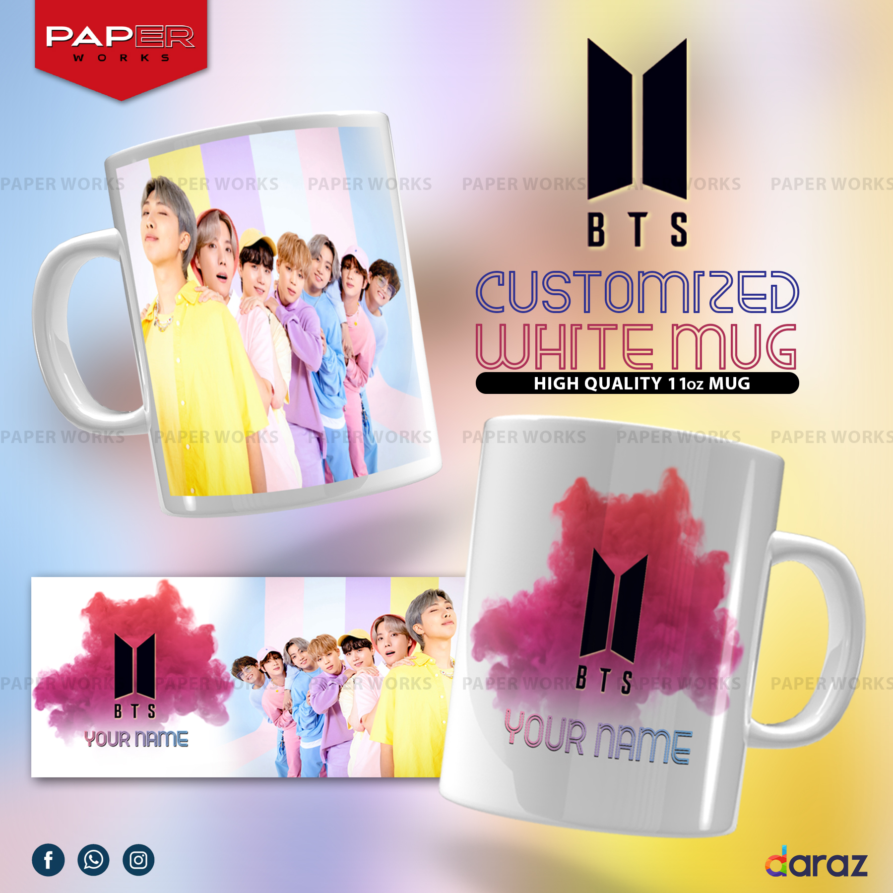 Customized BTS Mug Sublimation Print Birthday Christmas Gift