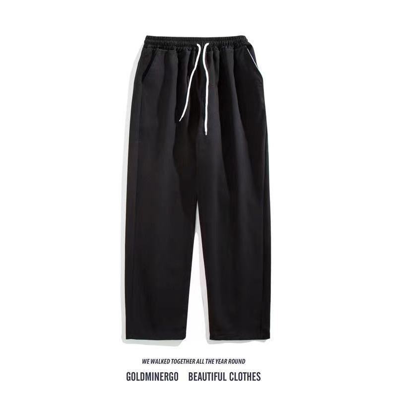 Summer Fashion Brand Hong Kong Style Pure Cotton Straight Overalls Men ins Hip-Hop Street Loose Wide Leg All-Matching Casual Trousers. 