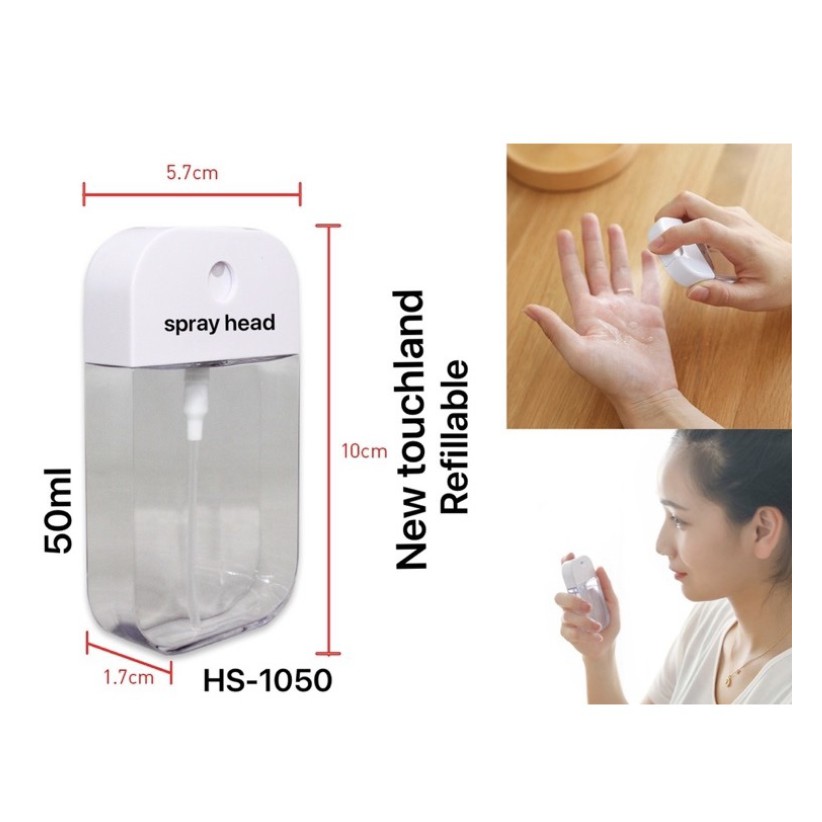 50ml Touchland Style Spray Bottle silicone with keychain Twist Open Refillable COMPLETE SET/A01025. 
