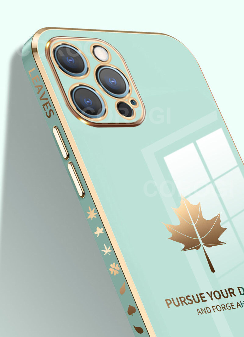 LECOMES for Huawei Y6 Prime 2019/Huawei Y6s Back Cover + Free Lanyard Luxury 6D Plating Shiny Maple Leaf Protective Case Square Bumper Soft Silicone Mobile Phone Cases. 