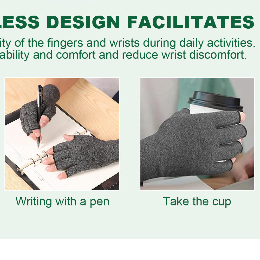 Adjustable straps Joint care gloves Ergonomic fit Lightweight design Elastic fabric Thumb support gloves Breathable material. 