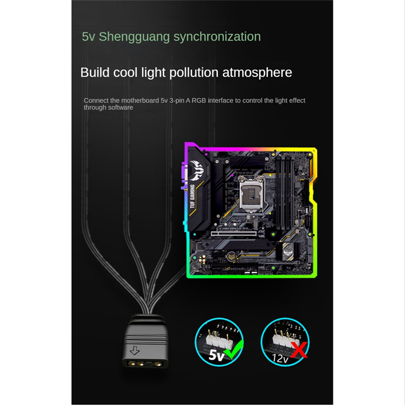 COOLMOON 5V 3Pin to SATA RGB Controller ARGB Controller Controller HUB Computer Fan LED Lighting RGB Control Cable. 