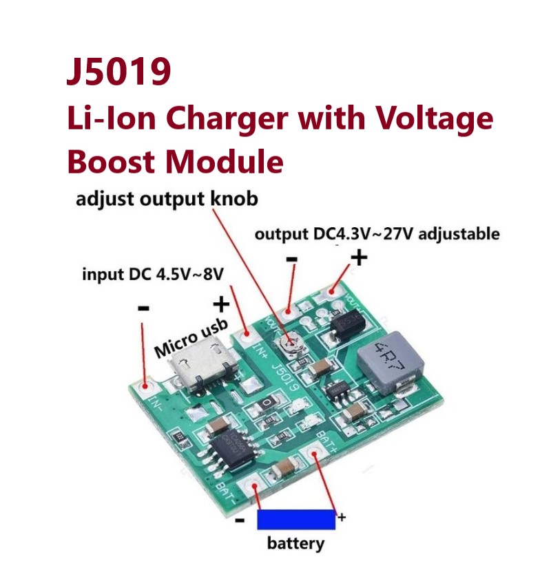 J5019 Li-Ion 18650 Charger with Voltage Step Up Boost Module | Daraz.lk