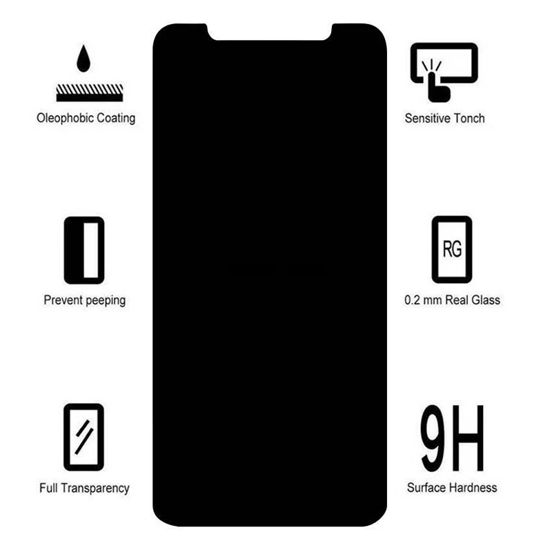 3D Privacy Screen Protector for Iphone 6 7/8 X/11pro 7/8Plus Anti Spy Tempered Glass Protection Protective Film. 