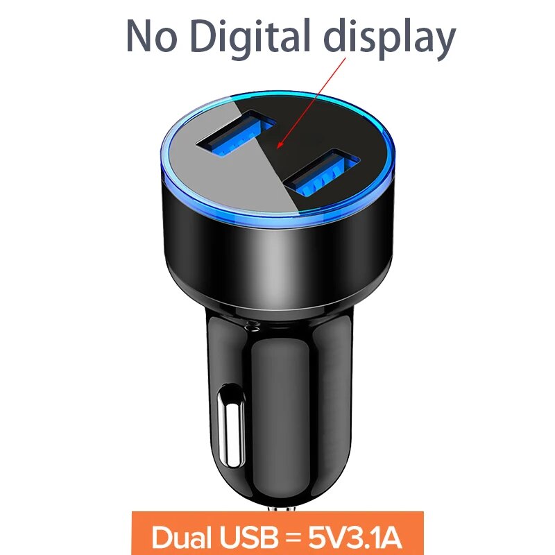 Car Chargers 2 Ports Fast Charging For Samsung Huawei iphone 7 8 Plus xiaomi 10 Universal Aluminum Dual USB Car-charger Adapter. 