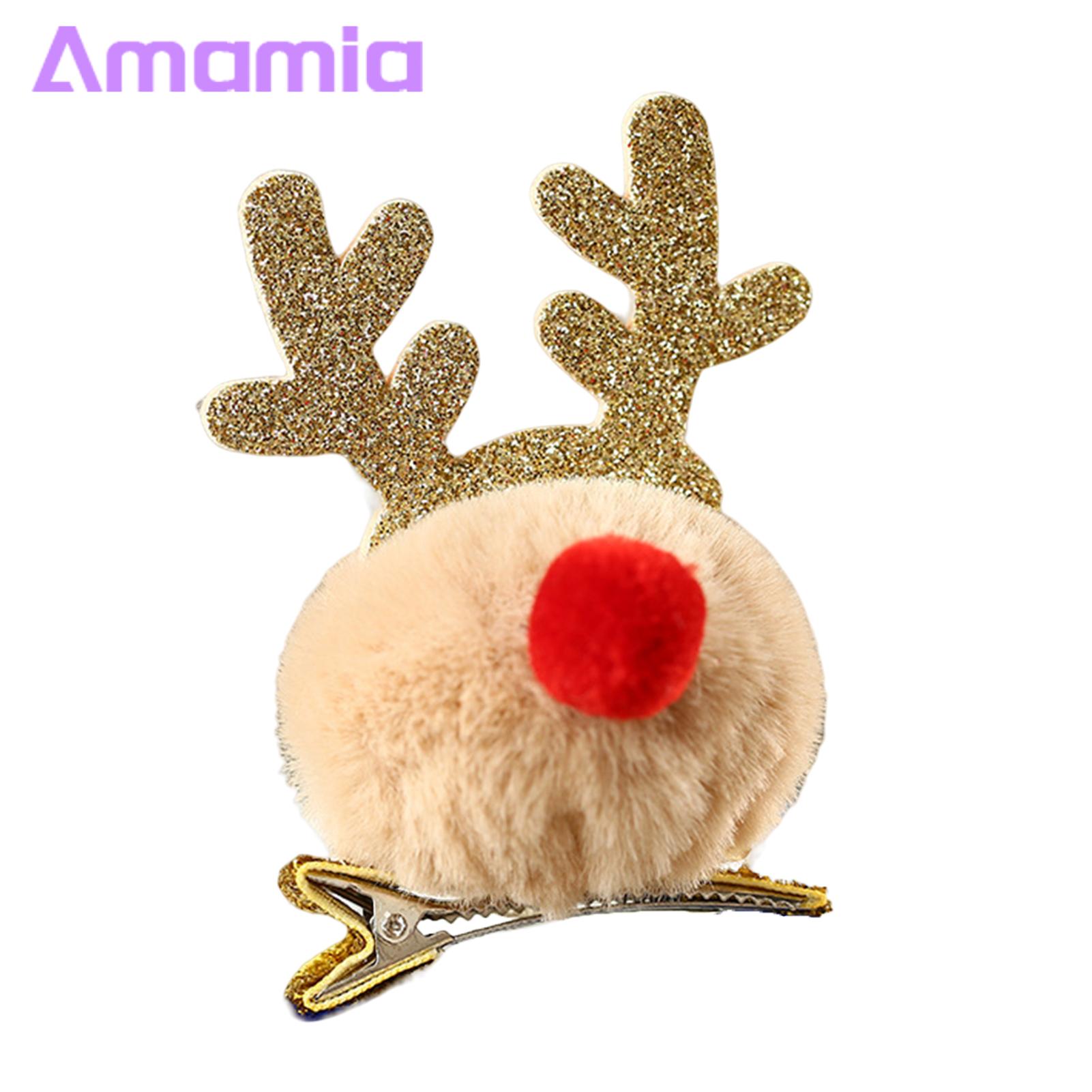 Amamia Fawn Hairpin All-match Christmas Antler Hair Ball Hair Clip