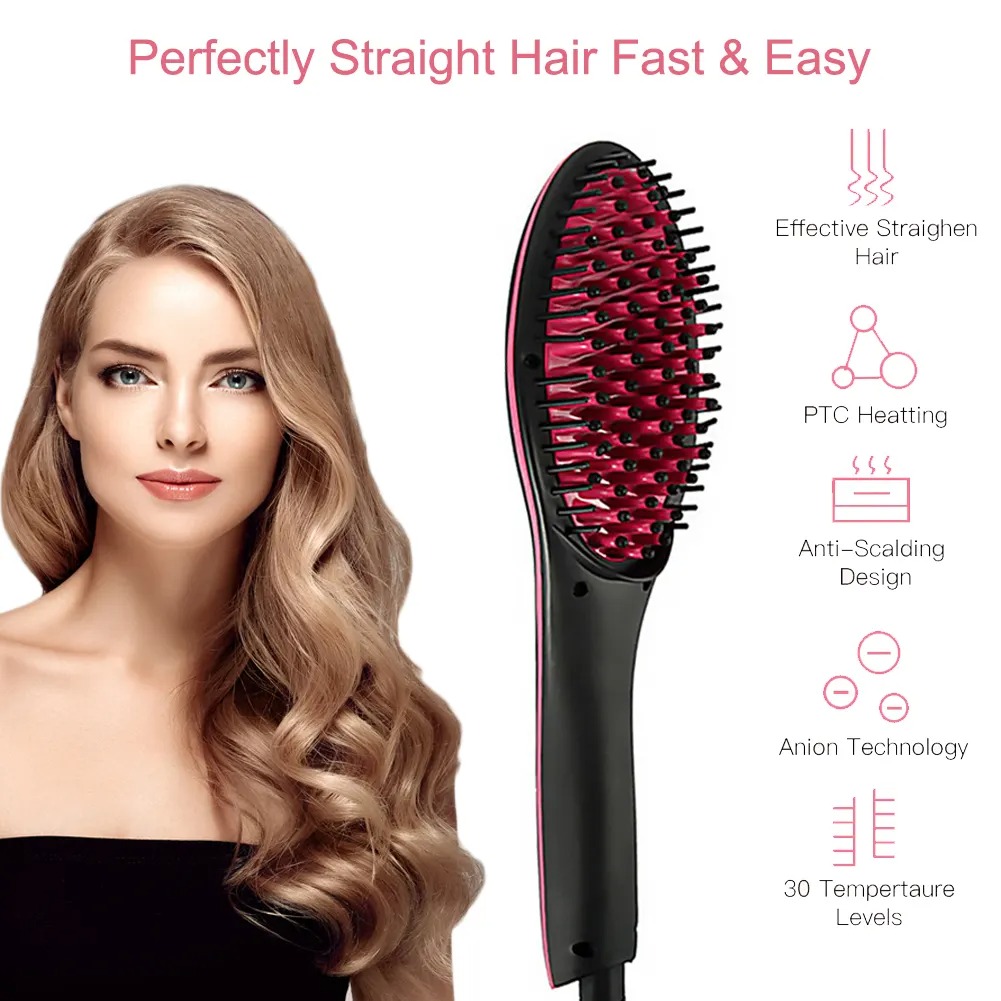 Best Quality Straightener And Hair Dryer One Electric Hair Straightener Brush. 