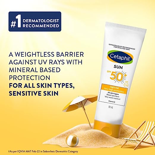 Cetaphil Sun SPF 50+ Light Gel - High Protection Sunscreen for Sensitive Skin 50ml. 