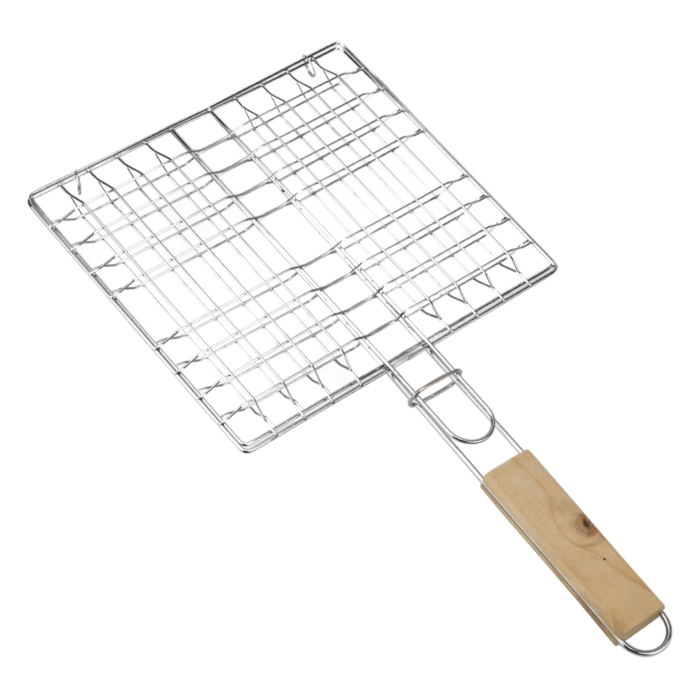 【NEW】 Barbecue Grilling Reusable Meat Fish Clip Holder Wooden Handle