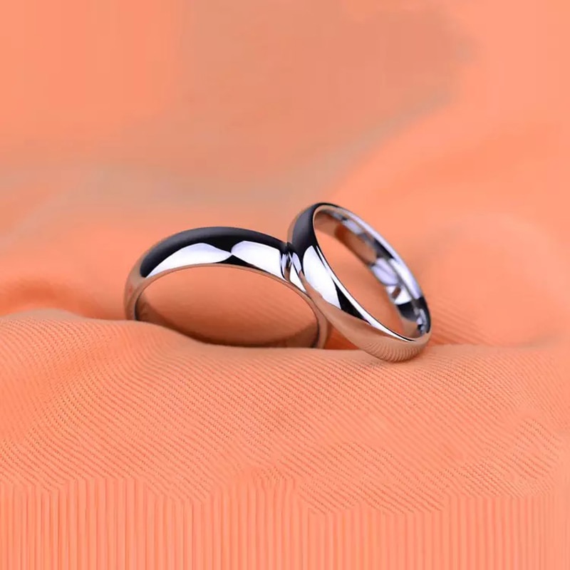 S925 Stamped White Gold Color Tibetan Silver Ring Simple 4mm Stanless Steel Rings for Men Women Couple Gift Jewelry Accessories. 