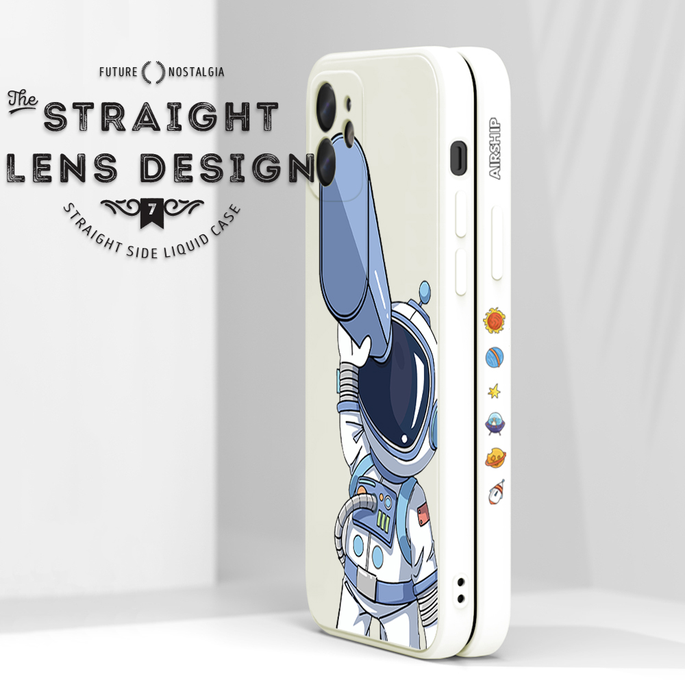 Hontinga for Huawei P50 Pro Back Cover New Astronaut Side Design Phone Case Square Soft Liquid Silicone Mobile Cover. 