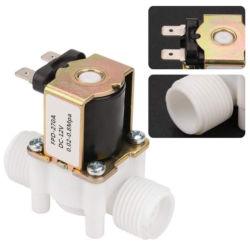 Dc12v N/C Normally Closed Water Solenoid Valve G1/2-Inch Plastic Electrical Solenoid Valve For Automatic Water Lines On and Off. 