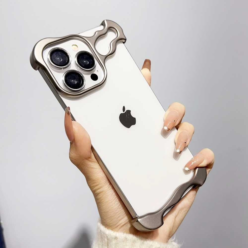 HOCE Aluminum Alloy Irregular Metal Phone Cover For iPhone 16 15 14 13 12 Pro Max 15 16 Plus Case Lens Ring Film Protection Shockproof Cases No Bumper