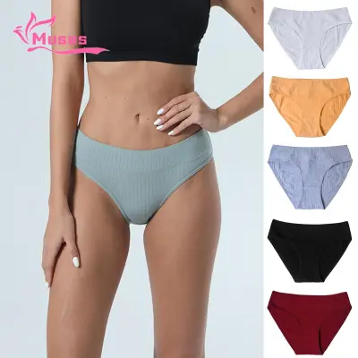 Muses Mall Solid Color Women Panties Comfortable Stylish Women's Cotton Panties  Plus Size Breathable Moisture-wicking Underwear for Southeast Asian Ladies  Women Underwear
