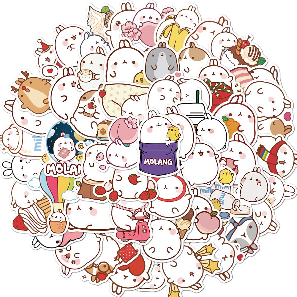 20/40pcs Molang Stickers White Rabbit Hare Stickers for Laptop Scrapbook Journal Kids Girls Boys Stickers. 