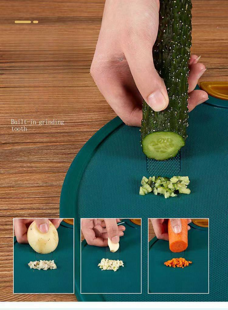 1pc, Premium Round Cutting Board, Non-Slip Chopping Board With Mats And Knife Set For Safe Food Preparation, Kitchen Supplies details 5