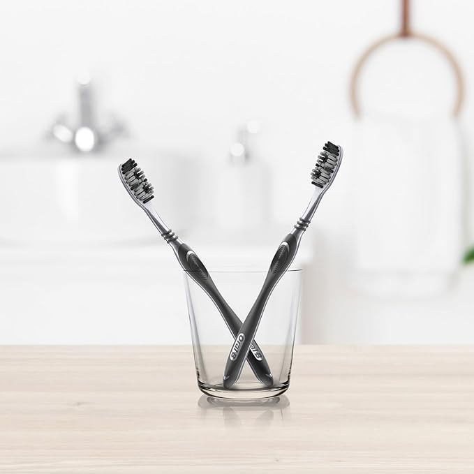Oral B Cavity Defense 123 Black Manual Toothbrush for adults with charcoal extract- Medium (Pack of 4) FROM INDIA (SAM). 