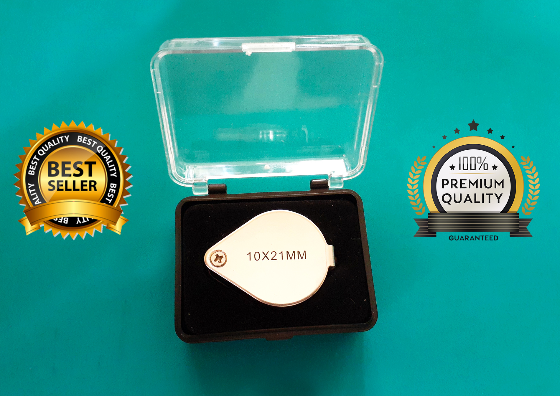 Magifier Lens 10x Triplet Loop With Velvet Storing Box - 12 Months Warranty. ( Gem and Jewelery Loupe Eye / Hand Magnifier Magnifying / Zooming Glass With Carry Case ). 