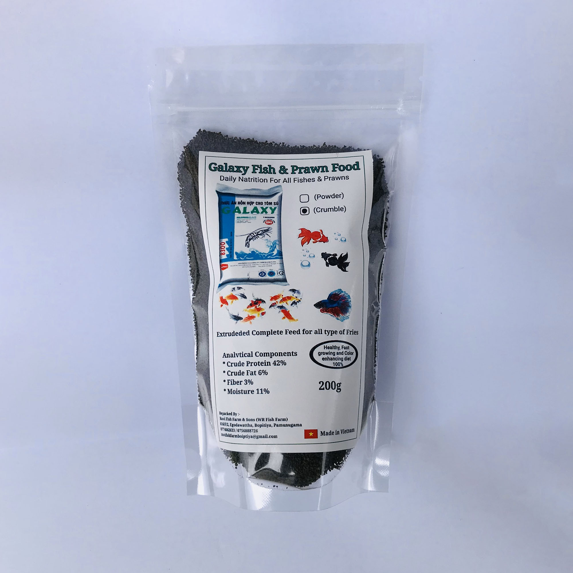 Galaxy Fish & Prawn Food Crumble 200g Daily Natrition For All Fishes & Prawns