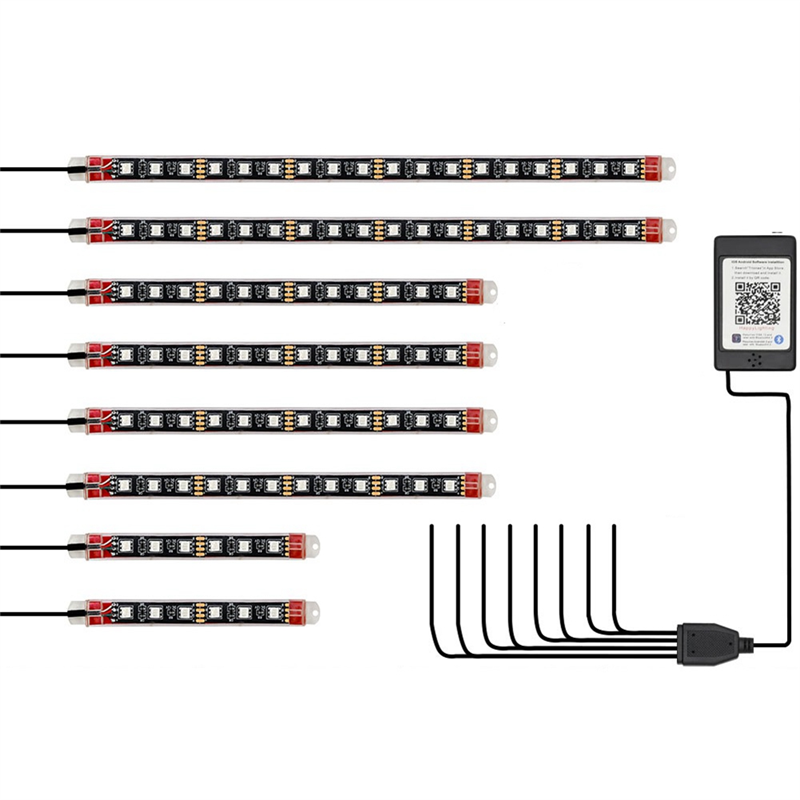 8PCS Motorcycle Underglow LED Light Kit, App Control Multicolor Motorcycle LED Light Kit RGB Strips Light Waterproof Parts Accessories