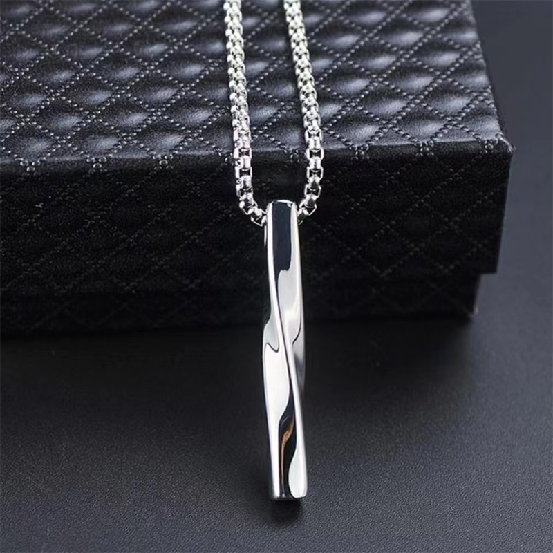 Silver Color Spiral Pendant Necklace Men Trendy Simple Punk Cool Clavicle Chain Personality Hip Hop Neck Chain Fashion Jewelry—RUNTO. 