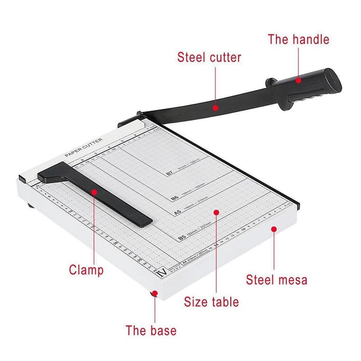 Paper Cutter Trimmer Craft Guillotine Professional Photo Paper Cutting Machine for Home Office (White-32 x 25 x 3cm) Heavy Duty  A4 B5 A5 B6 B7. 