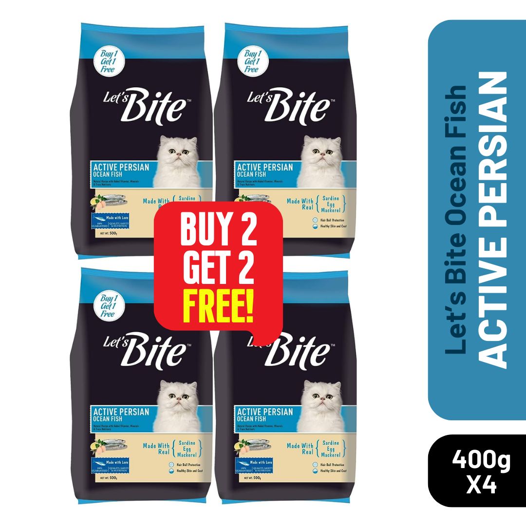 Let's Bite Active Persian (+1 Year) cat Food (500G X 4 Packs)