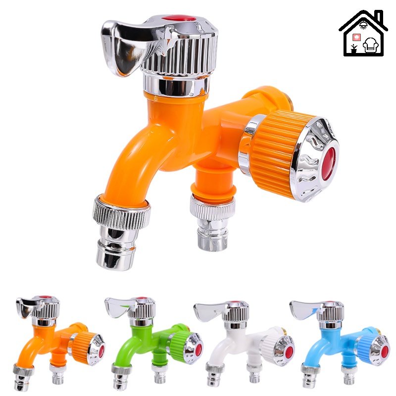 Double Outlet Washing Machine Faucet/Dual Control Water Tap Garden Kitchen Faucets