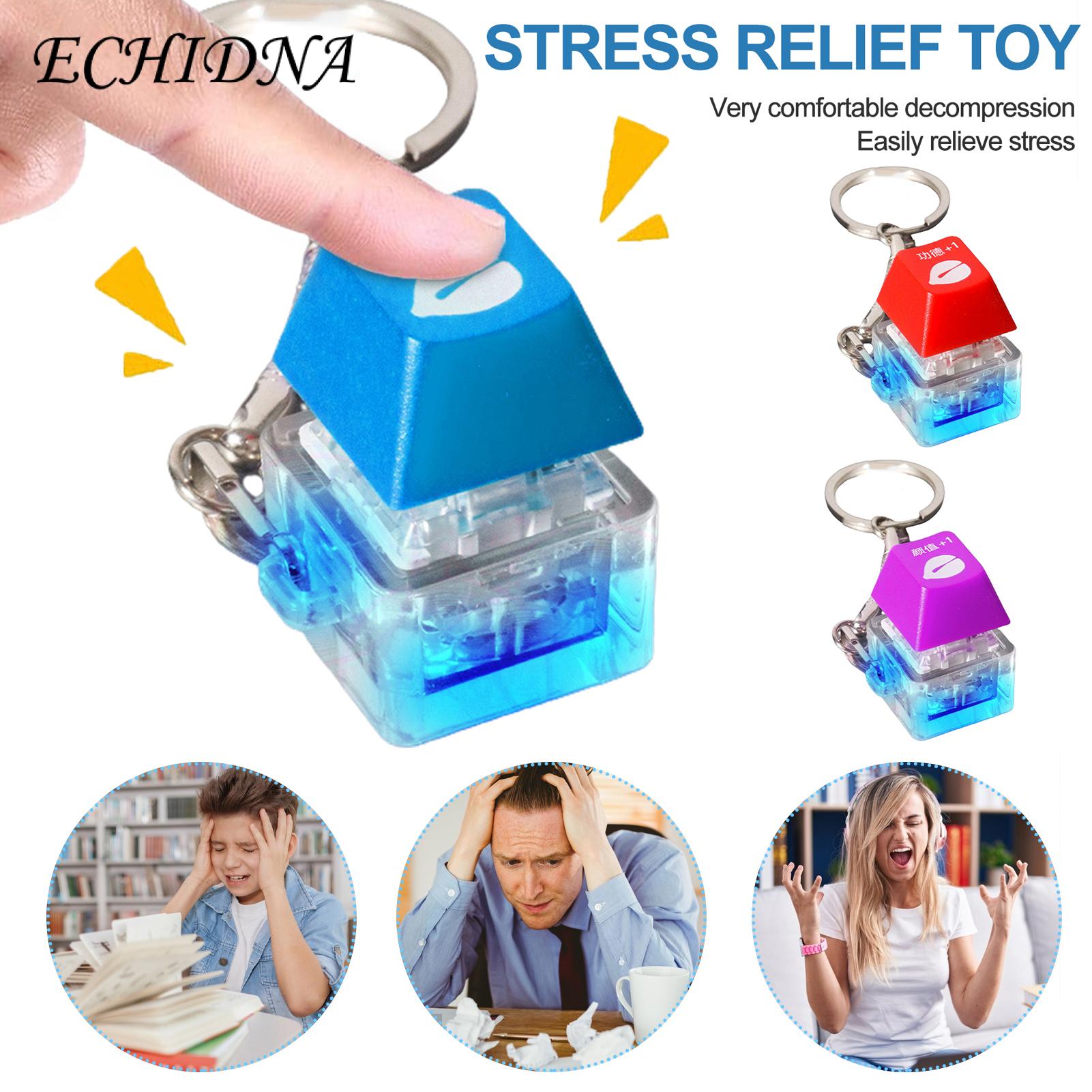 Keyboard Keychain Decoration Mini Light-up Keyboard Keycap Fidget Toy with Key Ring Stress Relief Button Clicker for Southeast Asian Buyers