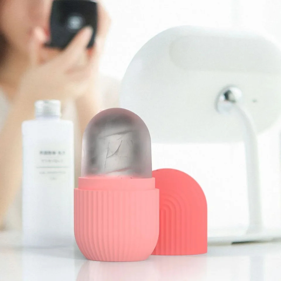 Ice Roller for Face and Eye Reusable Ice Face Roller Ice Cube Mold Puffiness Relief Tighten Skin Silicone Ice Cube Massager for Brightening Skin Anti- wrinkles Reducing Acne Skin Scrubber With Ice Roller For Face,3 IN 1 Ice Roller for Face Massager, Face. 