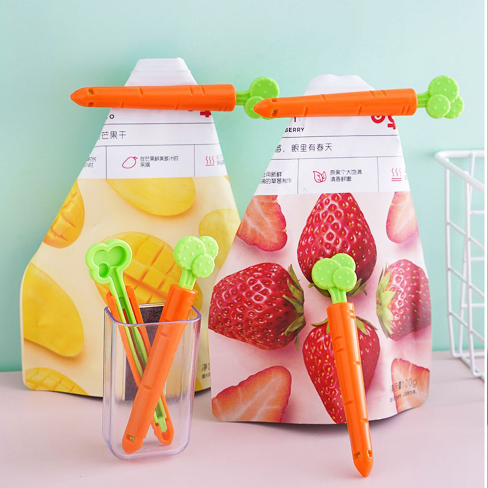 5Pcs/Set Plastic Sealing Tongs Food Bag Closure Clip Cartoon Carrot Moisture-proof Clamp Fresh Keeping Sealing Clip Kitchen Accessory. 