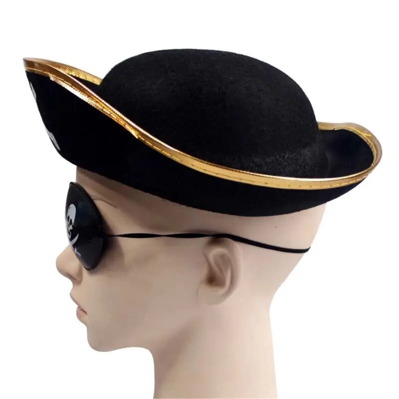 2024 New 12.99x12.99x3.54 Pirate Hat Three Cornered Buccaneer Costume Hat for Kids for Play Costume Supplies Captain Jack Party. 