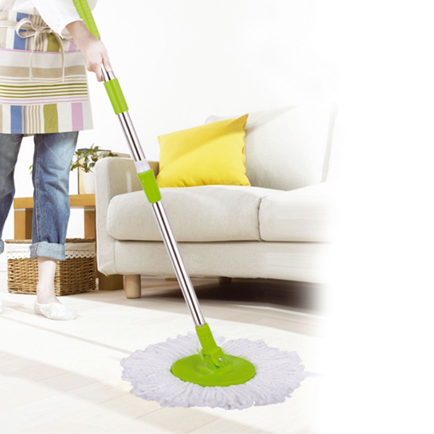 Spin Mop With Bucket Stainless Steel Rotating Mop with Bucket 360 Rolling Magic Floor Spin Mop. 