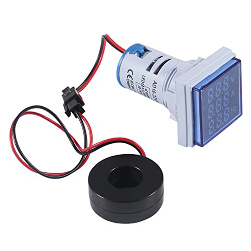 2PCS Current Voltage Hertz Meters Digital 3In1 22mm Voltmeter Ammeter Hz Meter Current Frequency Indicator AC 60-500V. 