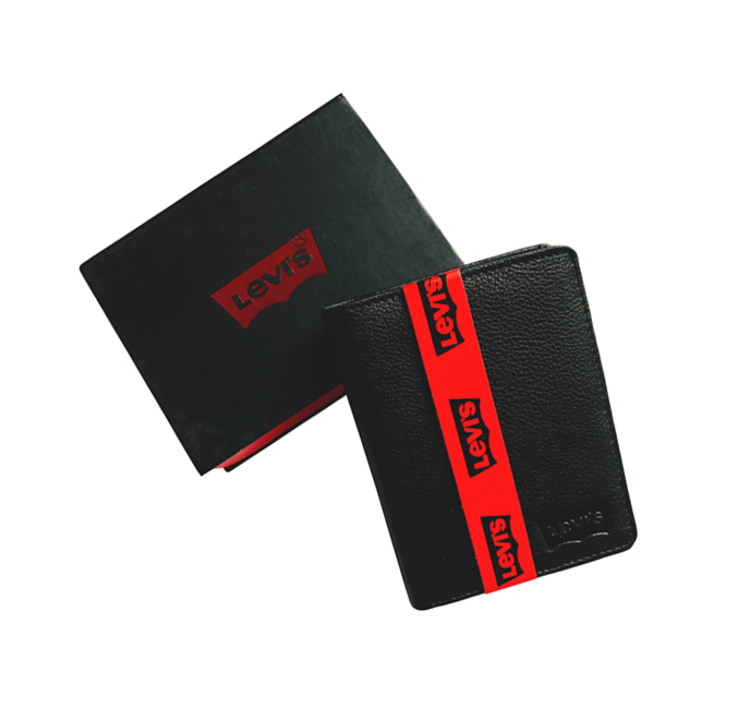 Men's New Black colour Genuine Leather Levis Book Type Wallet. 
